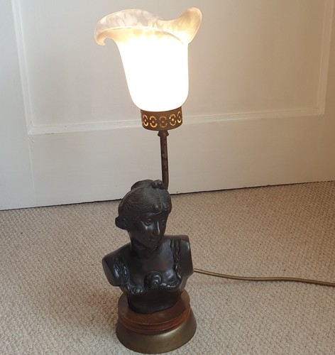 Spelter lady bust lamp - spelter,