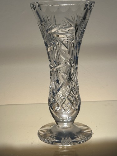 Cut glass vase 16cm - glass,