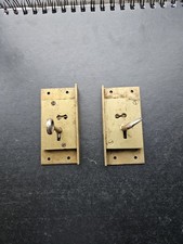 Pair of Quality Solid Brass Drawer Cabinet Locks with Keys New Old Stock