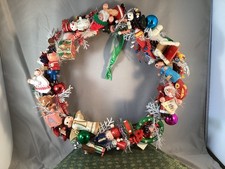 Vintage Wooden Ornament Wreath