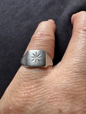 Vintage RWW Hallmark Sterling Silver Signet  Ring -UK Size J