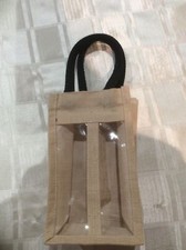 MARKS AND SPENCERS SMALL HESSIAN BAG WITH CLEAR FRONT 8” X 5” X 2.5 D