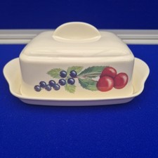 Berries Melamine Butter Dish Lidded Cherries Cream Cheese Dish 7x5"