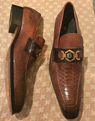 Men brown snakeskin slip on - snakeskin, slip-on