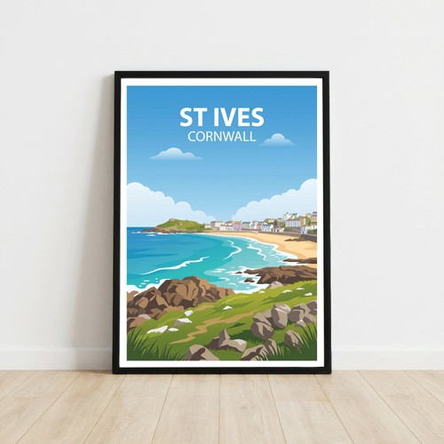 Ives cornwall travel poster - st,