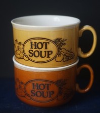 Vintage EiT Ceramic Caramel Brown Hot Soup Mug set of 2