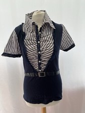 Leo Guy Womens Size 12 Navy Cotton Blend Short Sleeve Jumper