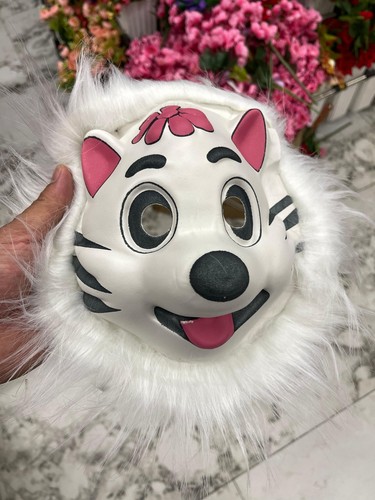 Kids cute white furry - white, mask
