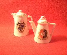 Crested China Coffee Pots Bournemouth & Buckingham Crests