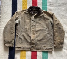 Vintage Rare Stencilled USN Deck Jacket, Talon Zip, Soft & Faded, Named, L