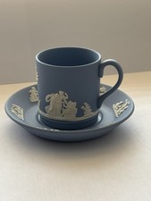 Rare Wedgewood Jasperware Blue Teacup And Saucer Set Made In England