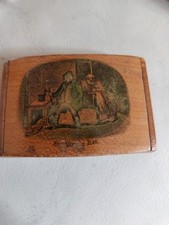 Antique Early 19thc Treen Mauchline Ware Snuff Box "Smelling A Rat".  C1820-40.