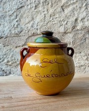 Vintage French “Sel de Guérande” Salt Pot | Hand Glazed Rustic Earthenware Jar