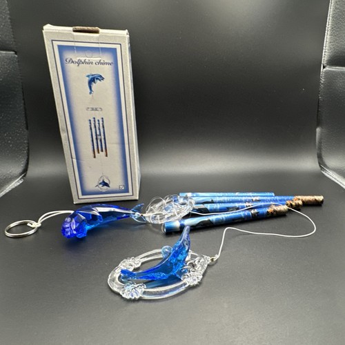 Dolphin wind chime blue - dolphin, blue/clear