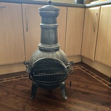 Chimenea Patio Heater BBQ Cooking Grill Grey Arriba Steel La Hacienda Medium