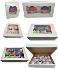 Windowed Cupcake Boxes for 1, 2, 4, 6, 12 & 24 Cup Cakes with Removable Trays
