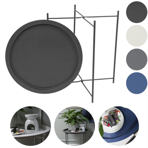 Matt round steel tray table - steel,