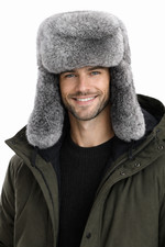 Men's Grey Real Rabbit Fur