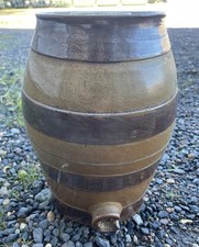 Antique stoneware 26cm alcohol barrel with two tone glaze