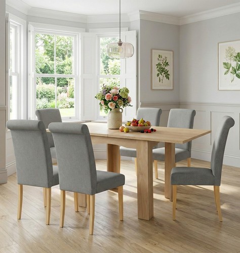 Dining table set oak flip - dining,