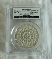 2007 £5 PIEDFORT SILVER PROOF ELIZABETH & PHILIP DIAMOND WEDDING SLABBED CGS 96