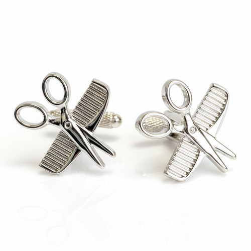 Scissors comb cufflinks - cufflinks,