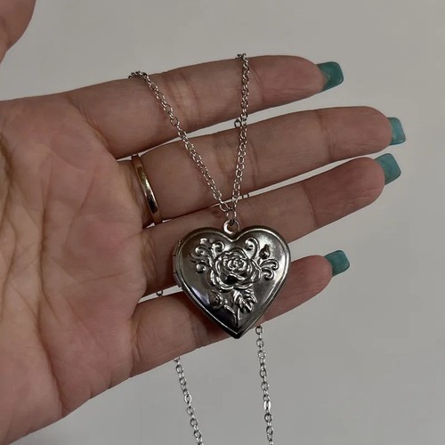 Heart locket necklace openable - locket,