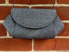 Roland Cartier Sparkly Clutch Bag Silver Glitter Evening Party Purse