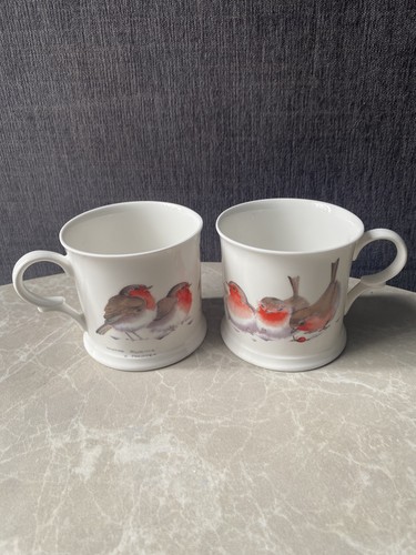 Winter robins mug fine - fine, bone