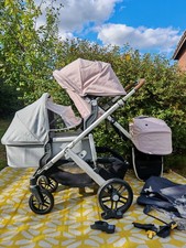 Uppababy Vista V2 Double Alice-(Light Pink) With The Carry Cot In Stella-(Grey)