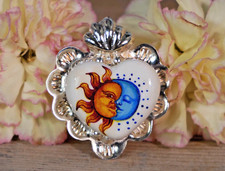 Sun & Moon Face Heart Ring