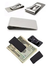 Matte Silver Black Stainless Steel Money Clip Note Thin Cash Wallet Card Holder 
