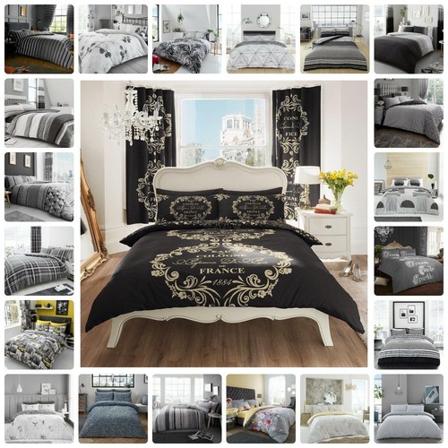 Luxury grey black duvet cover - grey/black,