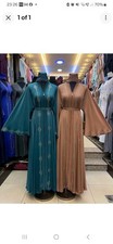 Muslimah Dubai Abaya Kaftan Flare Sleeve Chain Design with Crystal Stones