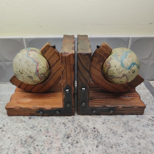 Vintage globe bookends - globe, on