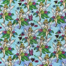 Tinkerbell Peter Pan Captain Hook Fairy Character Poly Cotton Fat Quarter
