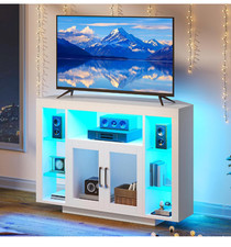 Modern Corner TV Unit TV Stand Entertainment Center Cabinet with RGB LED Lights