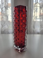 Whitefriars Style Vase Red Crystal Vase Handmade Bohemia Glass