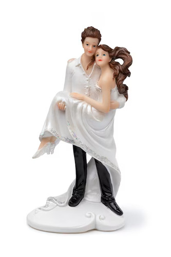 Bride and groom carrying - and,