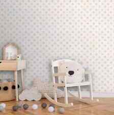 BRAND NEW RASCH WALLPAPER BABY PINK AND WHITE POLKA DOT PAINTED SPOT