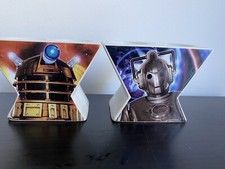 DR Who Ceramic Double Egg Cup Dalek, set of two doubleegg cups Cyberman, Tardis