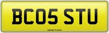 STUART STUEY NUMBER PLATE BC05 STU REGISTRATION ASSIGNMENT FEE INCLUDED STUARTS