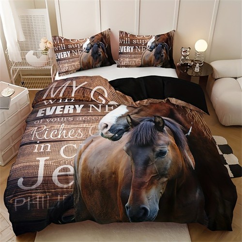 Horse letters duvet cover set - letters,