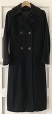 NEXT Wool & Cashmere Blend Long Coat Double Breasted Fitted Black Size 8