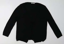 Womens Black V-Neck Polyester Blend Cardigan Size S