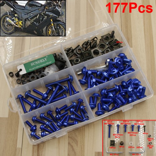 Blue fairing bolts screws - blue,
