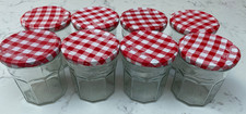 8 x Bonne Maman Jam Glass Jars 370g With Red & white Gingham Lids - USED ONCE