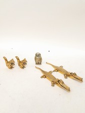 Vintage Heavy Brass Animal Ornaments Decorations - Squirrels, Owl, Crocodile 