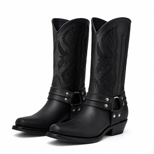 Mens handmade black - black, leather