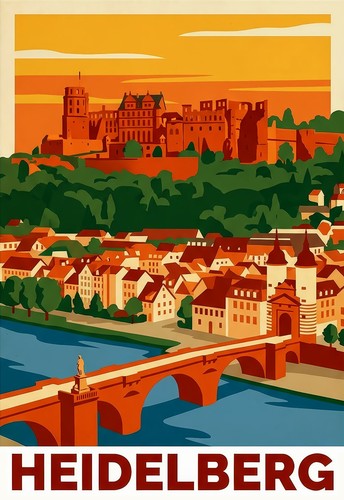Travel poster heidelberg - a3, -heidelberg